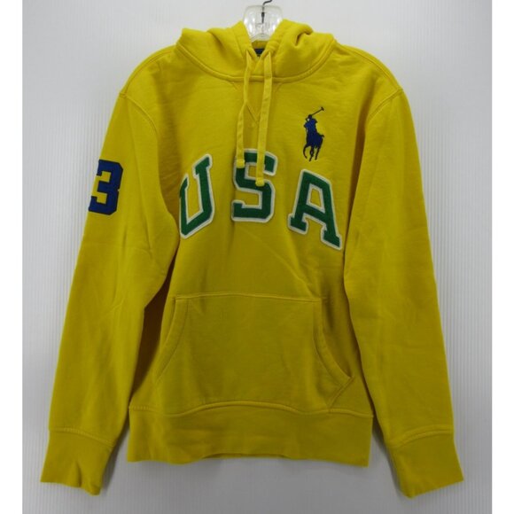 Ralph Lauren Polo Sweatshirt Small Big Pony USA Spell Out Hoodie * - Picture 1 of 12